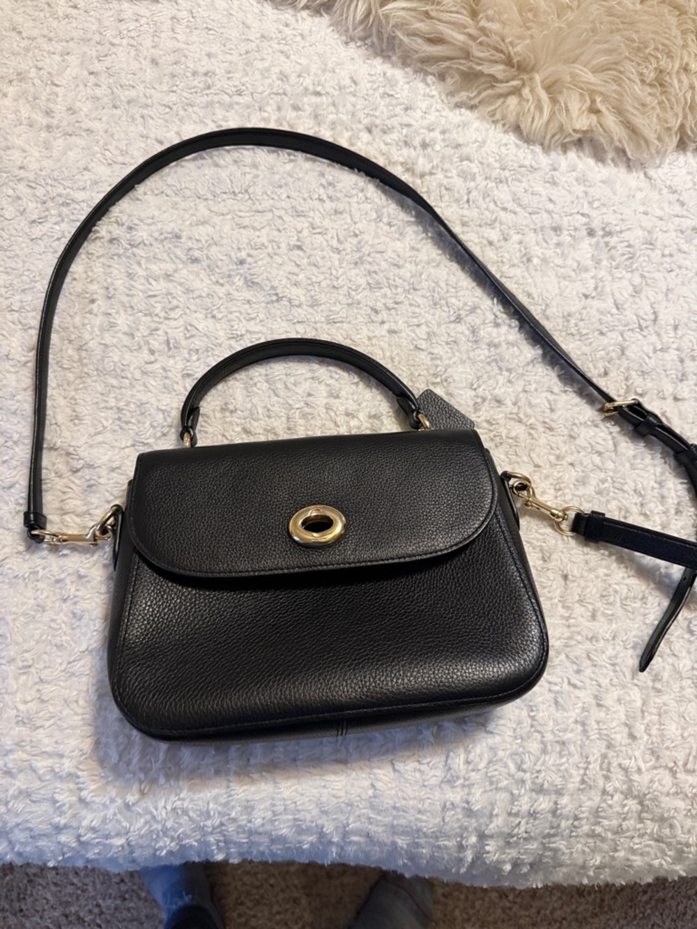Classic coach Black Leather Top-Handle Crossbody Bag